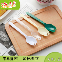  Haizhuoli disposable plastic ice porridge spoon Cake fork spoon Dessert ice cream salad packing spoon Pudding spoon spoon