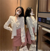 2021 Spring Bow Shirt Original New Strap Long Sleeve Joker Spring White Shirt