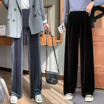 Pregnant Woman Pants Spring Fall Outside Wearing Long Pants Pituality Fashion Straight Cylinder Loose Black Casual Lengthened Autumn Broadlegged Pants