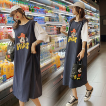 Pregnant Woman Skirt Summer New 2022 Summer Fashion Chauma Outside Wearing Foreign Air Splicing Fake two pregnant women with dress