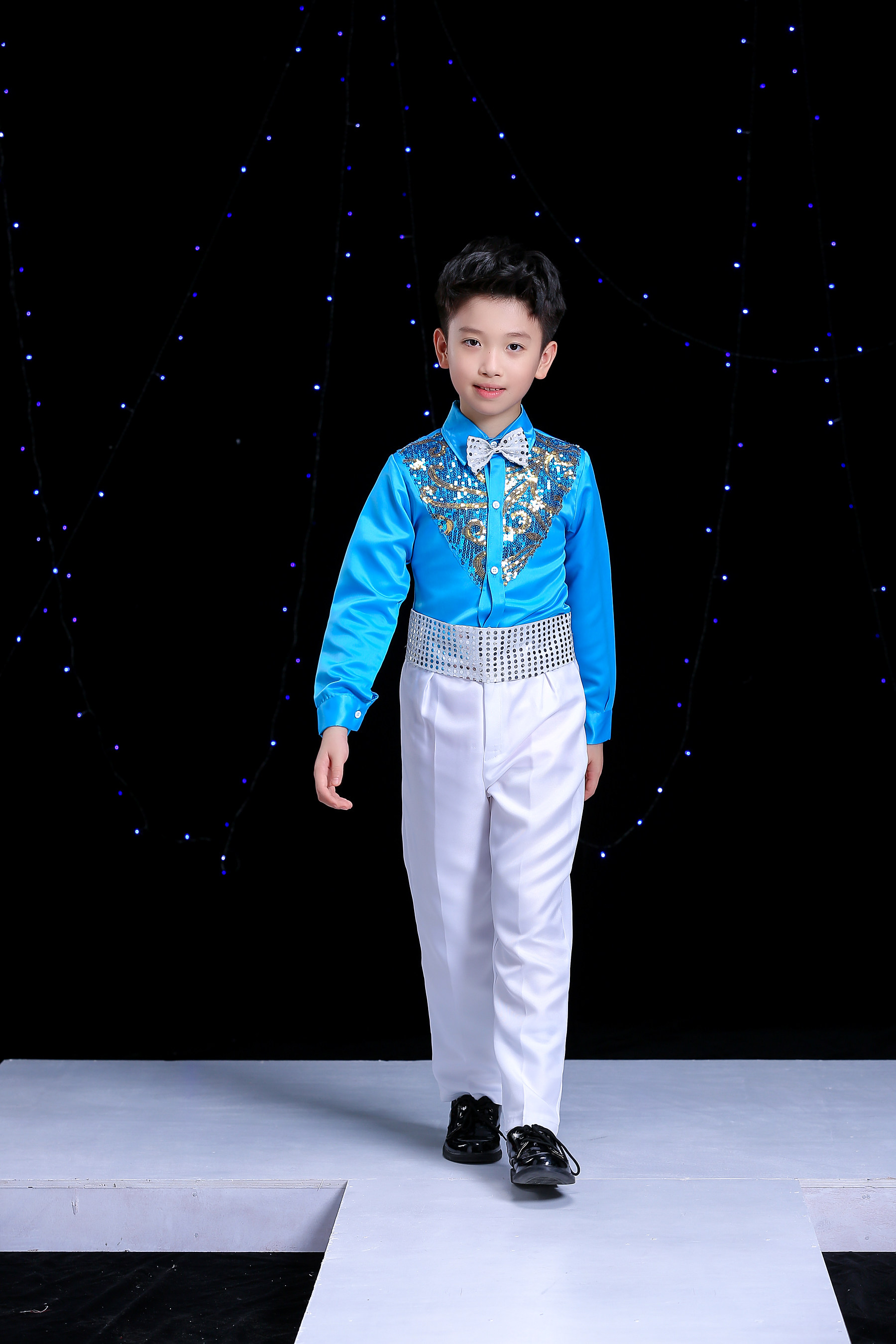 儿童合唱服演出服男孩亮片套装中小学生朗诵服男童主持人表演礼服