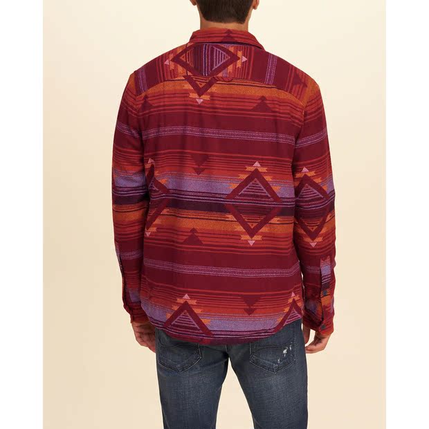 hollister 保暖印花绒料衬衫式夹克外套 男 130181