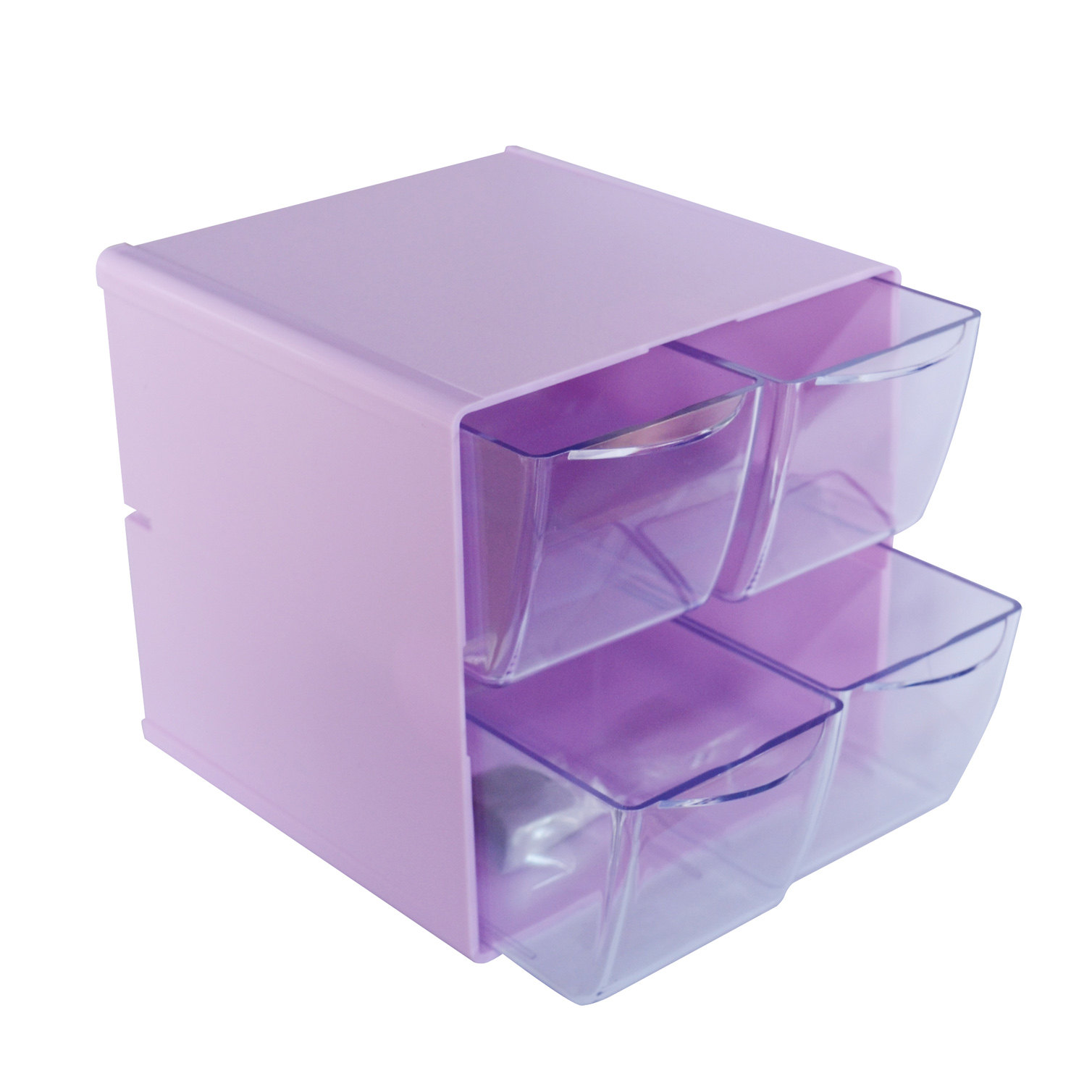 迪多糖果色办公用品收纳盒四格抽屉饰品盒化妆品整理箱350301-ka