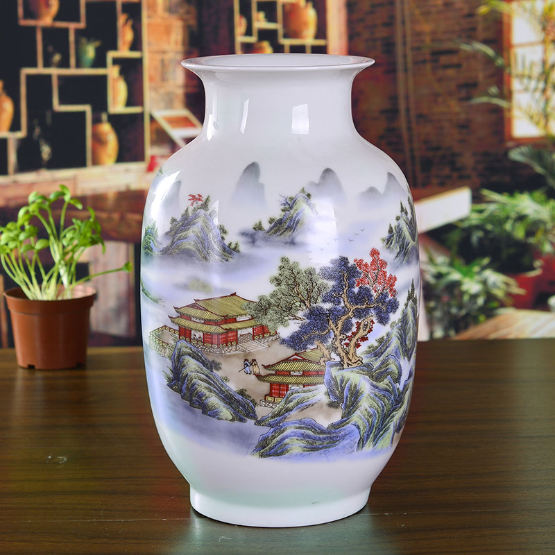 Jingdezhen ceramics powder enamel vase and household decoration modern living room decoration crafts are a wedding gift