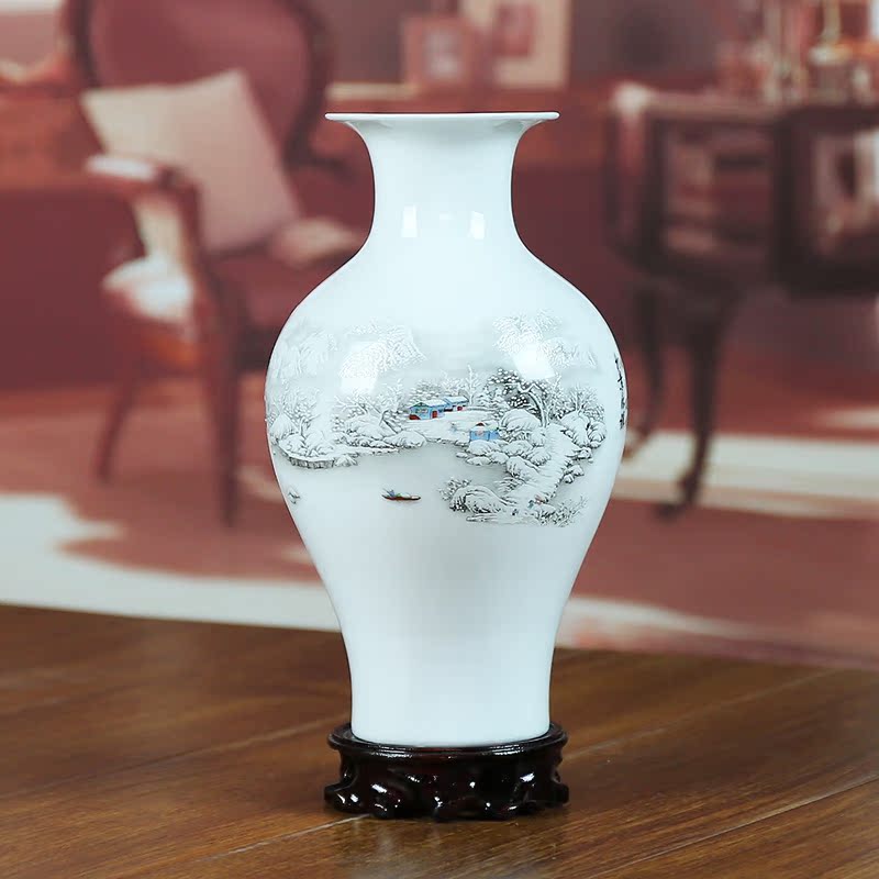 Jingdezhen ceramics powder enamel luminous vase snow home decoration modern living room decoration process study furnishing articles