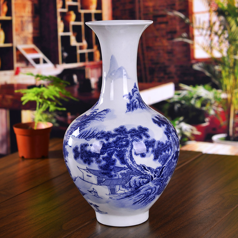 Jingdezhen blue and white porcelain ceramic vase and the sitting room of Chinese style household contracted place decoration ideas
