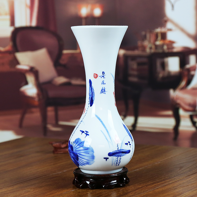 Jingdezhen ceramic vase furnishing articles living room blue and white flowers in I household contracted hand - made classical arts and crafts