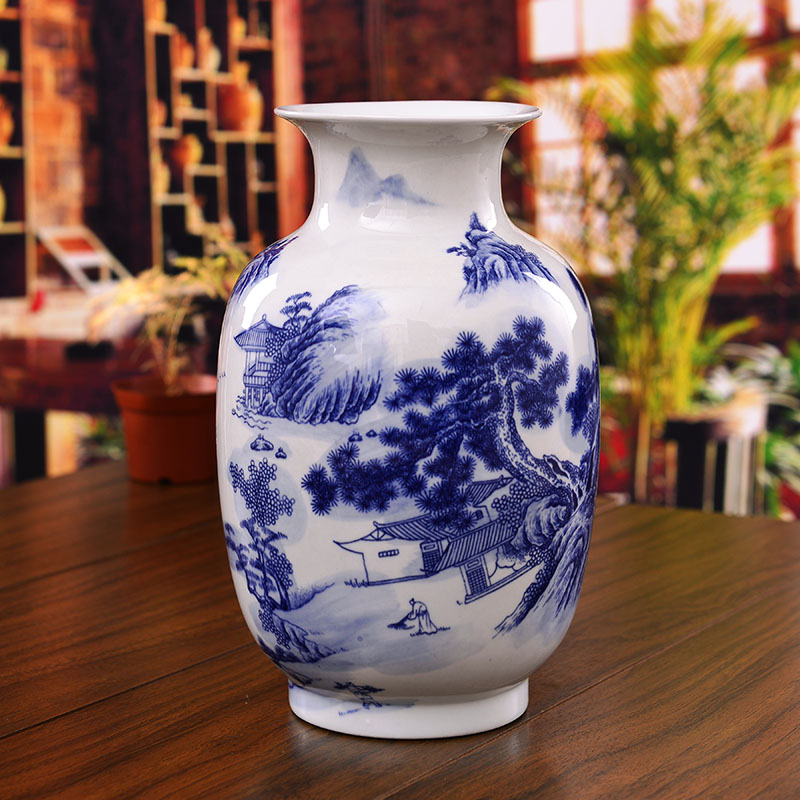 Jingdezhen blue and white porcelain ceramic vase and the sitting room of Chinese style household contracted place decoration ideas