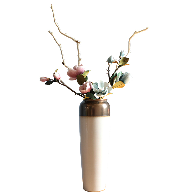 Jingdezhen ceramic vase landed stateroom dried flower vase light key-2 luxury furnishing articles Nordic white I and contracted decoration