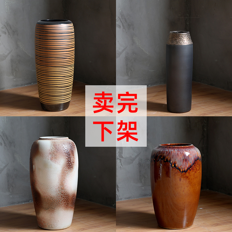 Clearance tail cargo handling of jingdezhen ceramic dry flower water raise floor vase retro flower arrangement sitting room place flowerpot