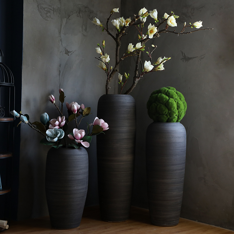 Chinese style restoring ancient ways of large vases, ceramic furnishing articles pottery sitting room hotel decoration flower arranging dried flowers thick ceramic bottle