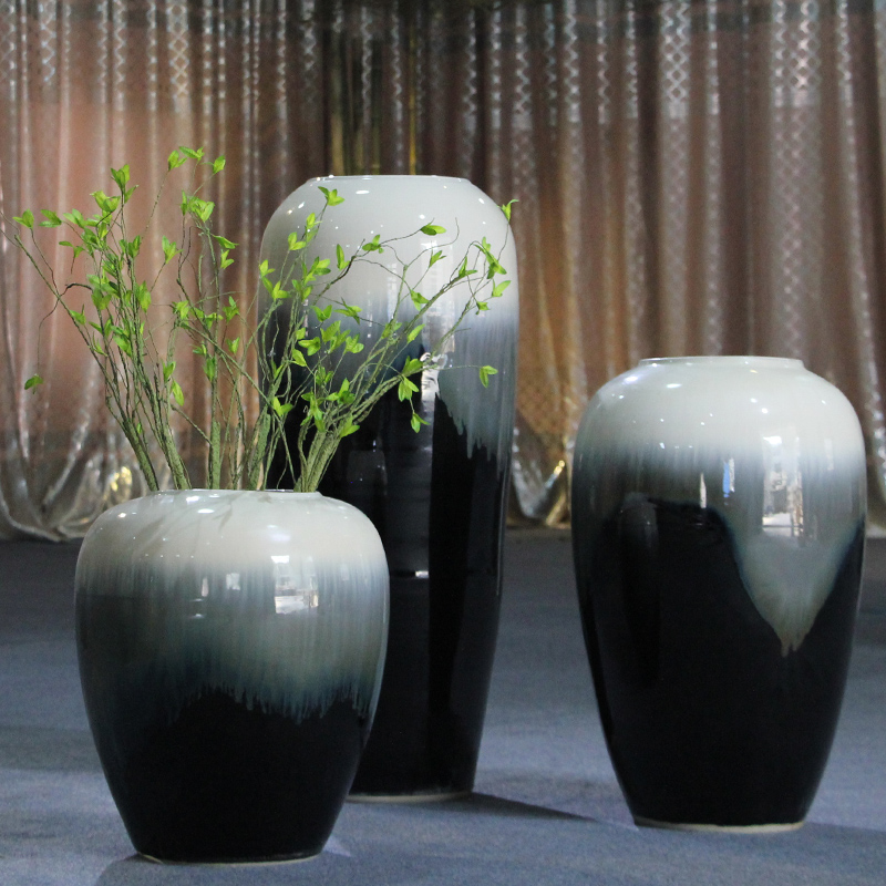 I and contracted, black - and - white industry of large wind jingdezhen ceramics vase furnishing articles hotel club villa decoration