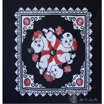 Wax-dyed painting batik with square table cloth home decoration painting Ping An rich and expensive cloth art painting 110 * 110cm