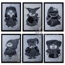 Guizhou Miao wax dyeing and dyeing small square painting (Aunt Miao Aunt Miao) 28 * 40cm left and right set