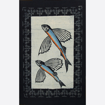 Wax Dyeing Door Curtain Miao Batik Decoration Wall-mounted Taiwan Special Produce Flying Fish Batik Painting 86 * 126cm