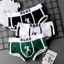 3 pants mens pure cotton flat corner pants printed low waist Han version U convex youth movement comfortable and breathable four-corner underpants