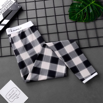 New mens autumn pants mens youth autumn and winter warm pants slim fit pants personality wave line pants workout checkered bottom pants