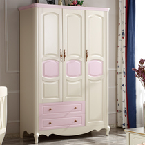 Light luxury childrens furniture girl pink three doors closet solid wood boy two lockers field clothes room