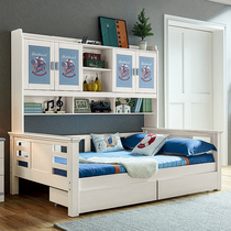 Solid wood small household wardrobe beds multifunctional spatial bookcase storage bed in one-size bed for boys single bed