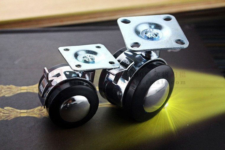 合金万向轮轮子2寸平板脚轮家具轮转向轮茶几重型桌轮带刹车