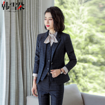 Plaid suit women Han version autumn fashion temperament professional dress beautician posing hotel manager work clothes