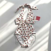 American KS new small cherry young girl one-piece swimsuit young fashion sexy backless S size womens swimsuit K64