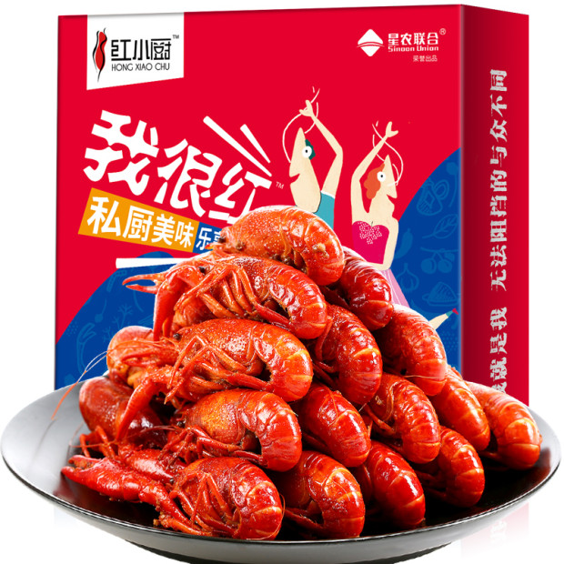 红小厨 麻辣小龙虾熟食 4-6钱 净虾750g*3件 ￥104.4包邮