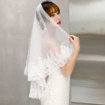 Head yarn bridal wedding wedding long white lace net red Photo short Super fairy mortal vintage headdress