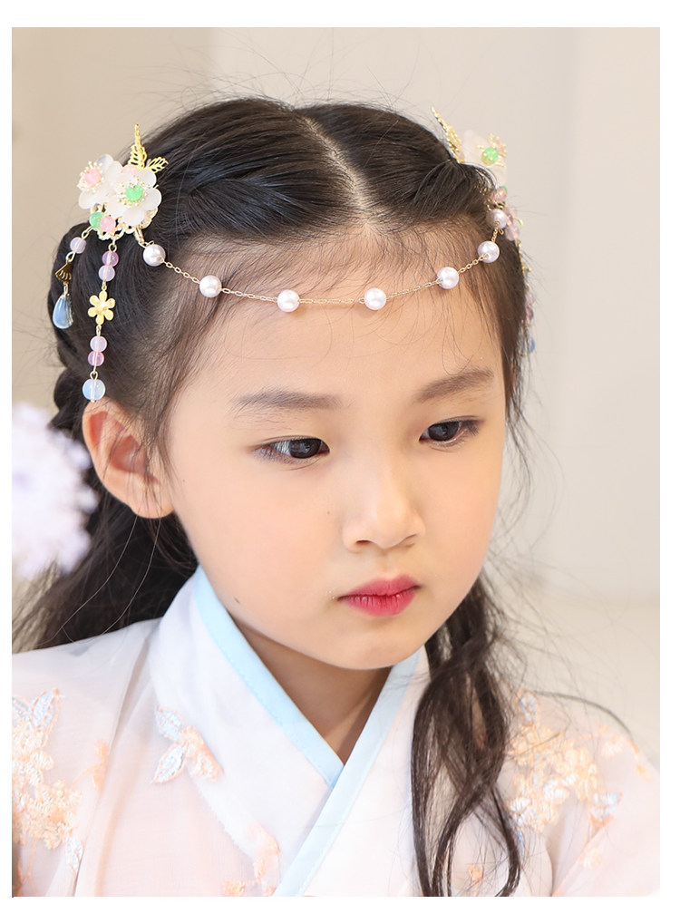 古风超仙额头链儿童女童汉服头饰宝宝公主发饰古代发夹眉心坠步摇