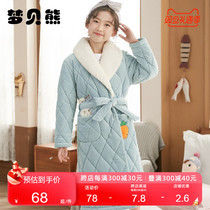 children's pajamas flannel girls' winter thick cotton padded little girls' pajamas coral fleece bathrobes (broken size)