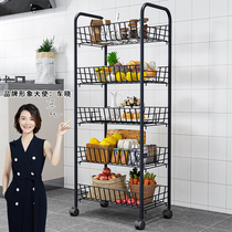Kitchen shelf Floor-to-ceiling multi-layer removable trolley storage rack Vegetable basket Household dormitory storage rack