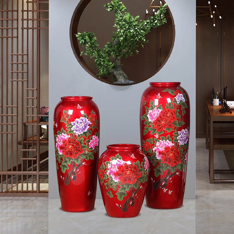 Jingdezhen ceramic crystal glaze landing large vases, flower arranging, home sitting room adornment hotel opening furnishing articles