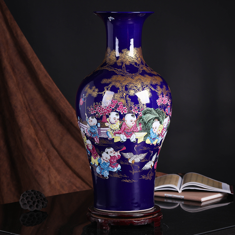 Jingdezhen ceramic floor large vase peony Chinese style household, sitting room porch decoration craft a new home furnishing articles