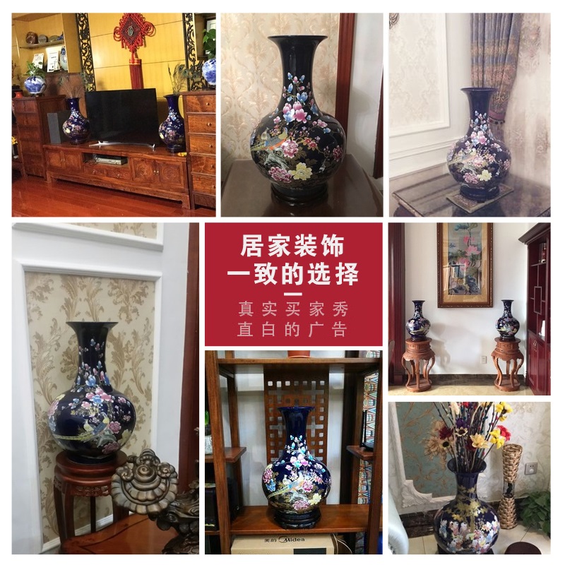 Jingdezhen ceramics large vases, new Chinese style household living room hotel flower arranging the trap porch place ornament