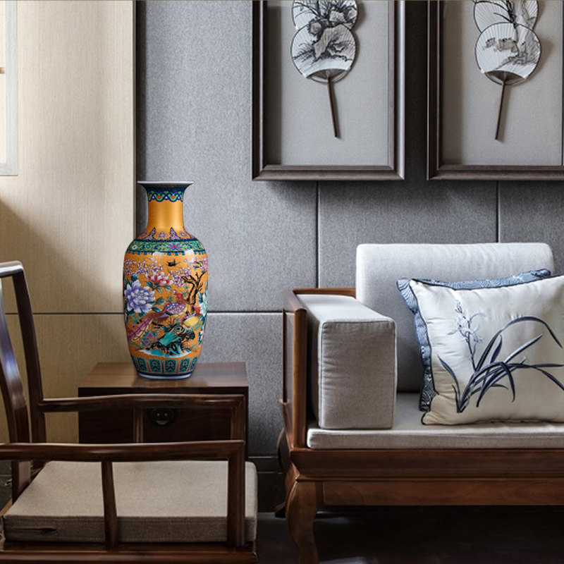 Modern Chinese jingdezhen ceramics sitting room adornment colored enamel of large vases, flower, TV ark, furnishing articles