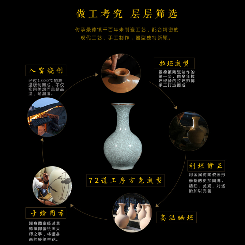 Jingdezhen ceramics vase furnishing articles flower arranging archaize sitting room up flower implement classical Chinese style household decorations