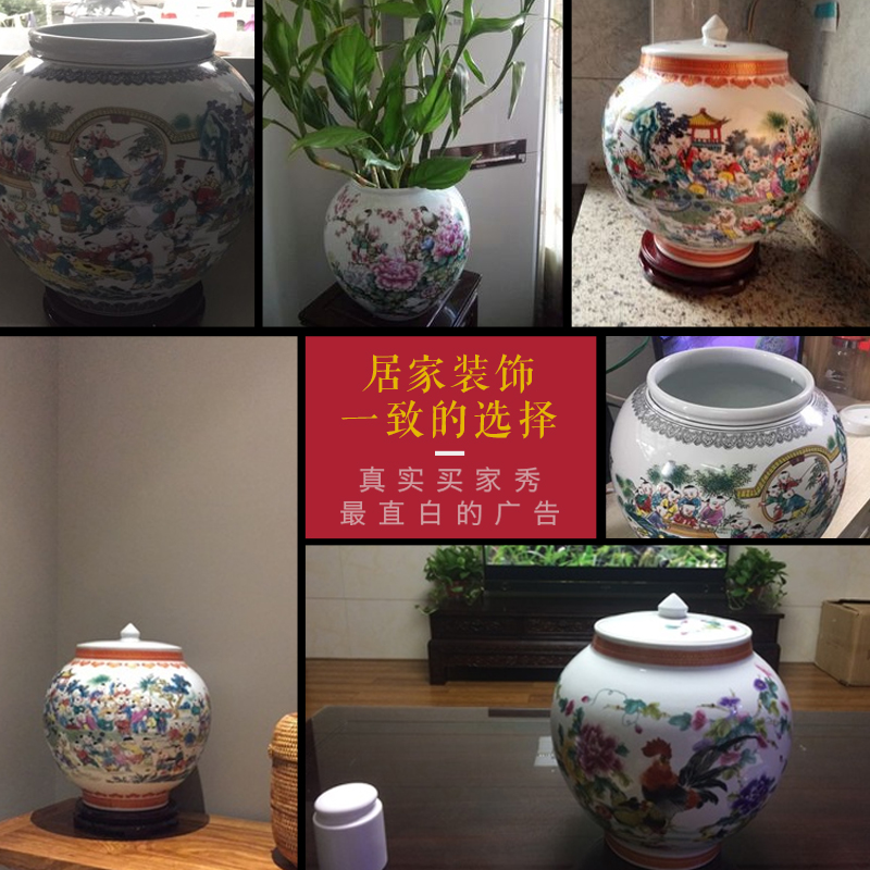 Jingdezhen ceramics vase flowerpot flower classical Chinese style living room home TV ark adornment ornament