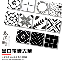 Nordic simple black and white tiles 300 geometric lines kitchen wall tiles Toilet Restaurant non-slip floor tiles 300
