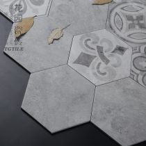 Simple gray cement hexagonal tile kitchen and bathroom balcony non-slip floor tile restaurant bar floor tile wall tile background wall