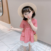  Girls short-sleeved shirt summer childrens 2021 new Western style doll shirt baby princess skirt childrens dress tide