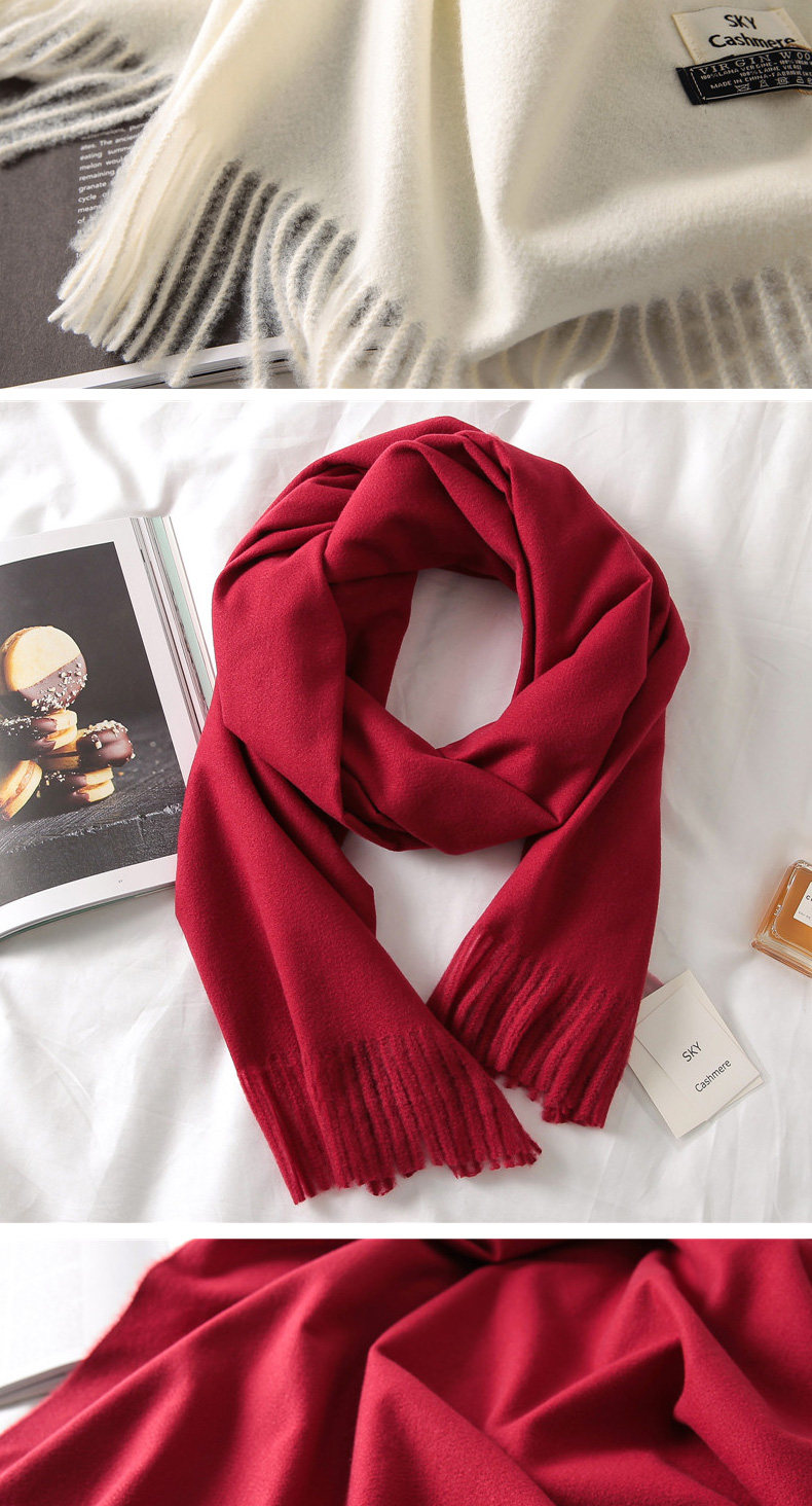 sky围巾女仿羊绒围巾韩版不掉毛秋冬季超大披肩两用纯色长款保暖