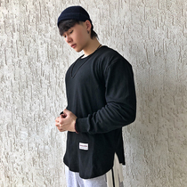 Spring fitness long-sleeved mens sweatshirt loose European and American muscle T-shirt Running top training suit fitness sweater