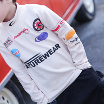 Boys middle collar base shirt t-shirt 2019 new autumn and winter childrens long-sleeved T-shirt warm shirt Western-style tights tide