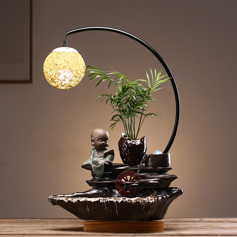 Creative ceramic Chinese zen sitting room desktop automatic flow humidifying furnishing articles store opening housewarming gift