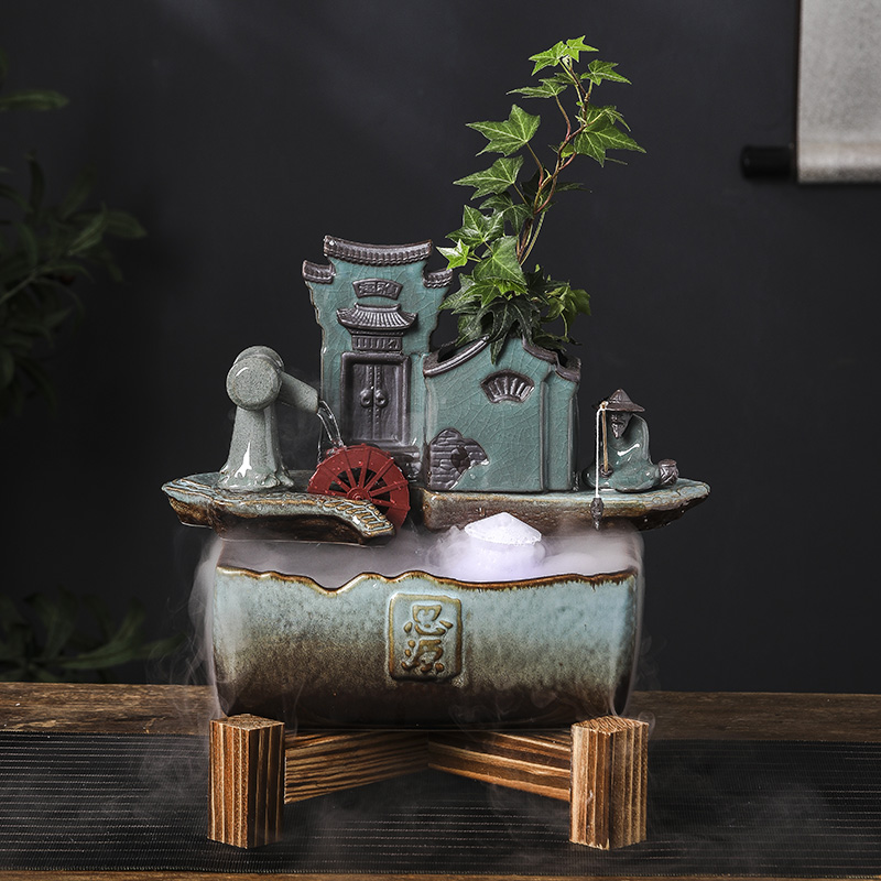 Ceramic aquarium indoor humidifier automatic cycle plutus furnishing articles desktop sitting room aquarium water landscape