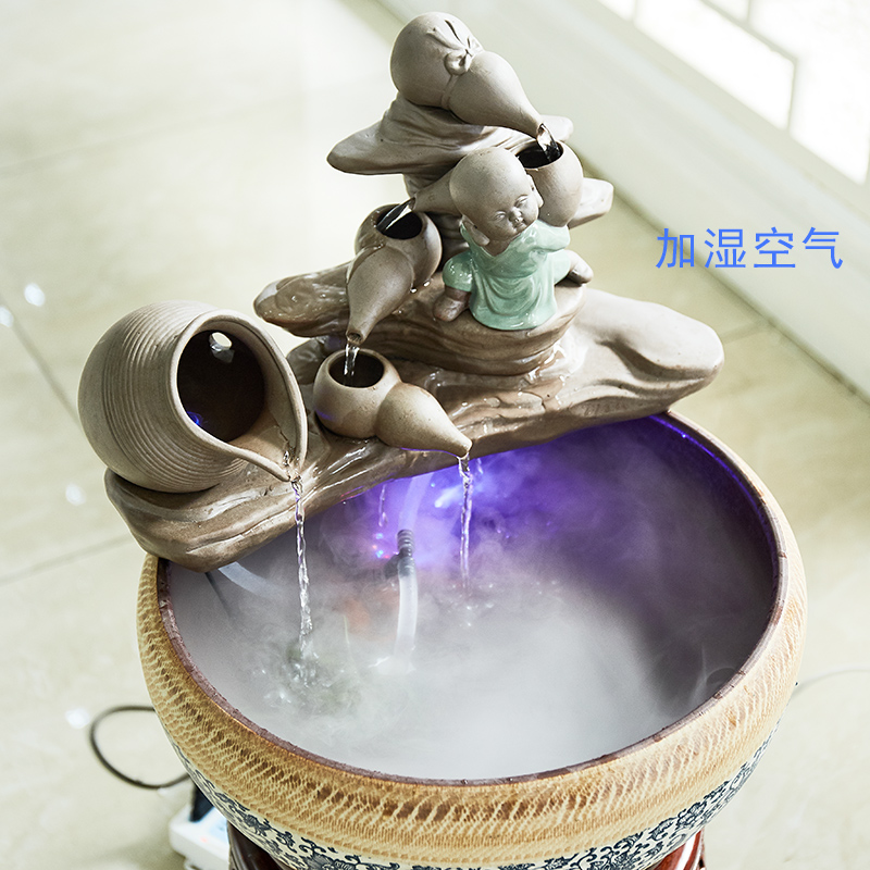 The Desktop ceramic water fountain furnishing articles atomization feng shui wheel tank zen sitting room indoor humidifier tank