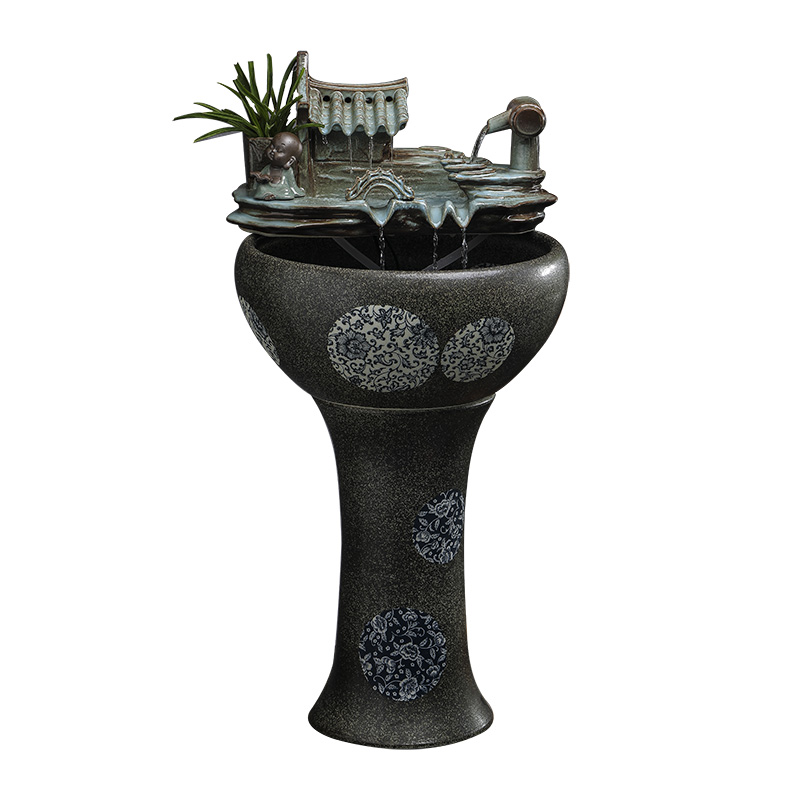 Jingdezhen porcelain floor water fountain furnishing articles sitting room aquarium water restoring ancient ways feng shui wheel creative gifts