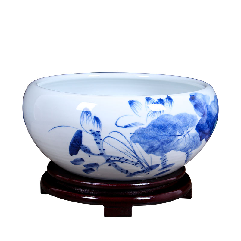 Jingdezhen ceramic aquarium of little golden fish shallow water lily refers to lotus basin to the tortoise cylinder desktop fish