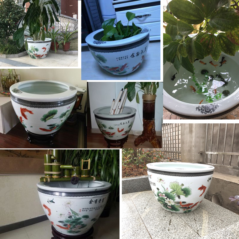 Jingdezhen ceramic tank sitting room be born daikin tank water lily courtyard aquarium aquarium painting and calligraphy cylinder