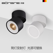 Bright downlight round adjustable angle folding anti-glare household three-color variable light ceiling Net Red Live Room Spotlight